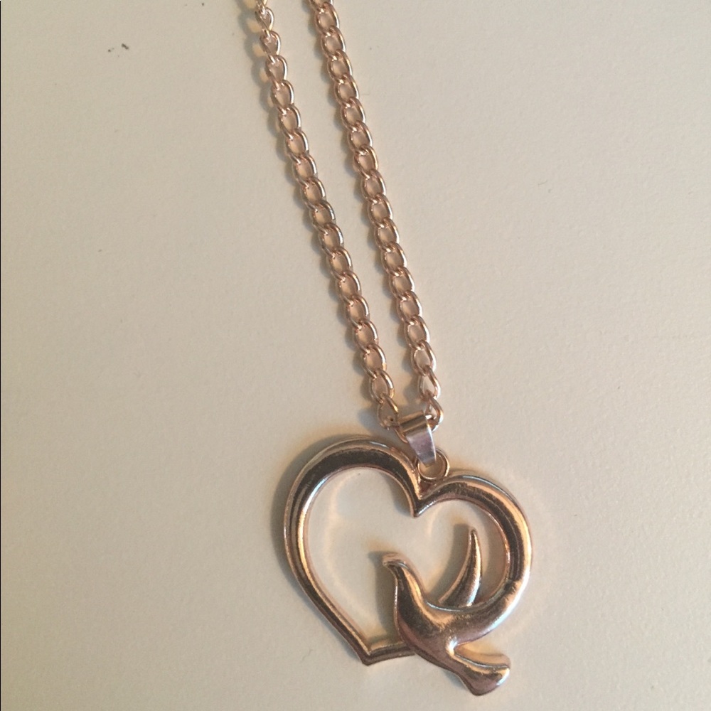 Rose gold dove heart necklace